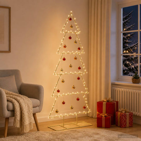Vidaxl metalen kerstboom met standaard kuopio 150 cm staal goud