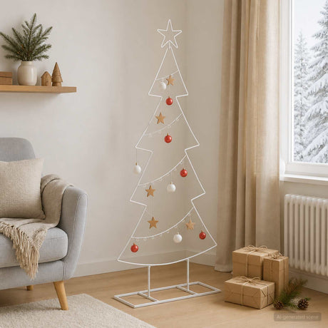 Vidaxl metalen kerstboom met standaard kuopio 125 cm staal wit