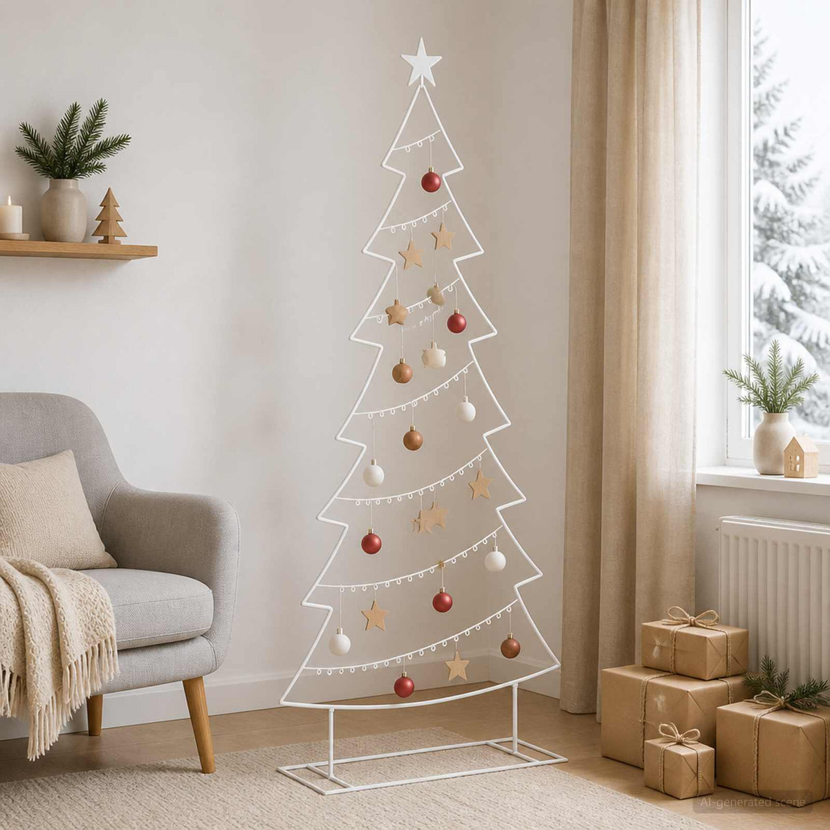 Vidaxl metalen kerstboom met standaard kuopio 210 cm staal wit