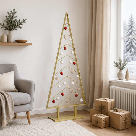 Vidaxl metalen kerstboom met standaard kuopio 150 cm staal goud