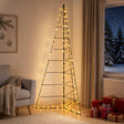 Vidaxl metalen kerstboom met led kuopio 210 cm warmwit staal zwart