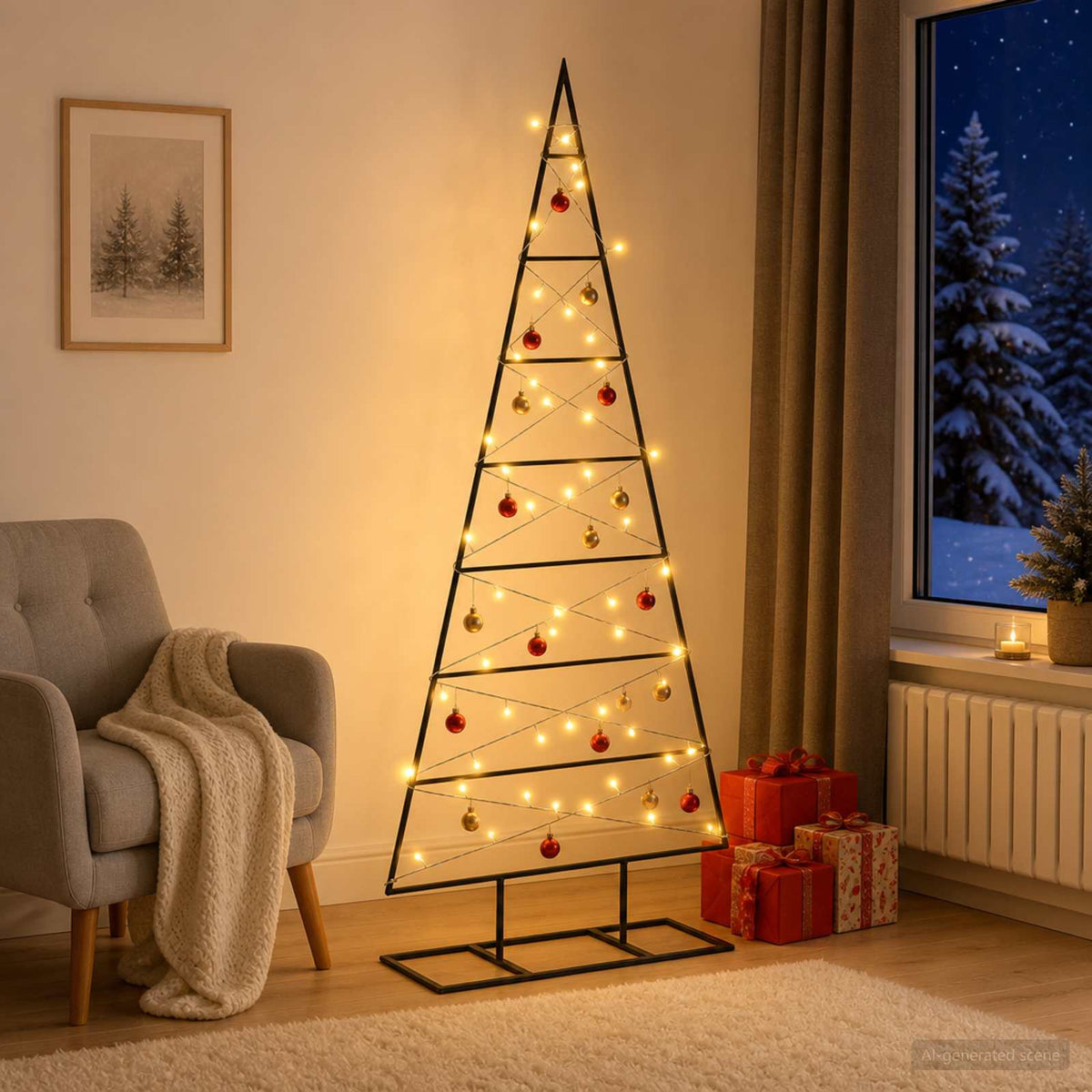 Vidaxl metalen kerstboom kuopio 125 cm warmwit poedergecoat staal