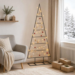 Vidaxl metalen kerstboom kuopio 125 cm warmwit poedergecoat staal