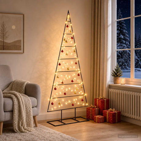Vidaxl metalen kerstboom kuopio 150 cm warmwit poedergecoat staal