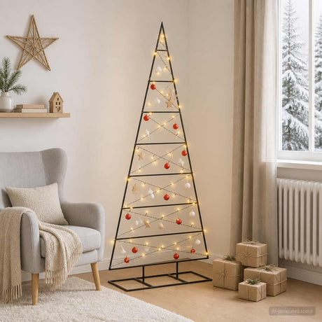 Vidaxl metalen kerstboom kuopio 150 cm warmwit poedergecoat staal
