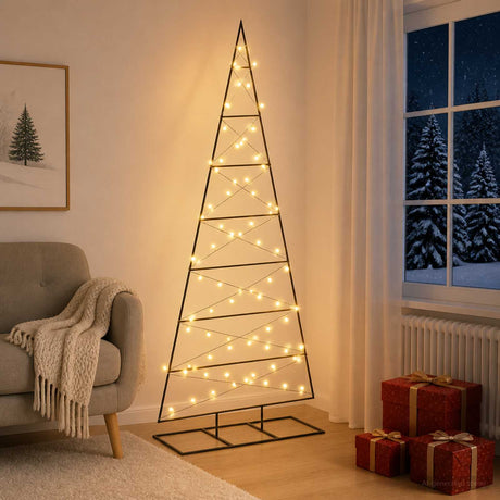 Vidaxl metalen kerstboom kuopio 180 cm warmwit poedergecoat staal