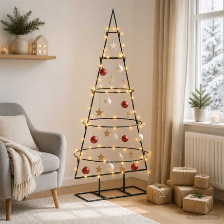Vidaxl metalen kerstboom met standaard kuopio 125 cm warmwit staal