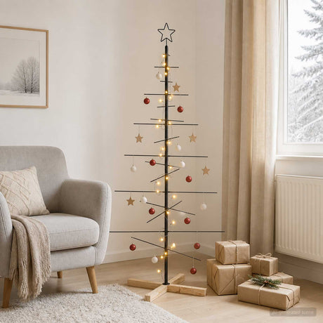 Vidaxl metalen kerstboom kuopio 150 cm warmwit staal zwart