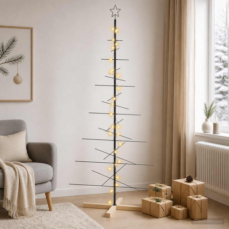 Vidaxl metalen kerstboom kuopio 180 cm warmwit staal zwart