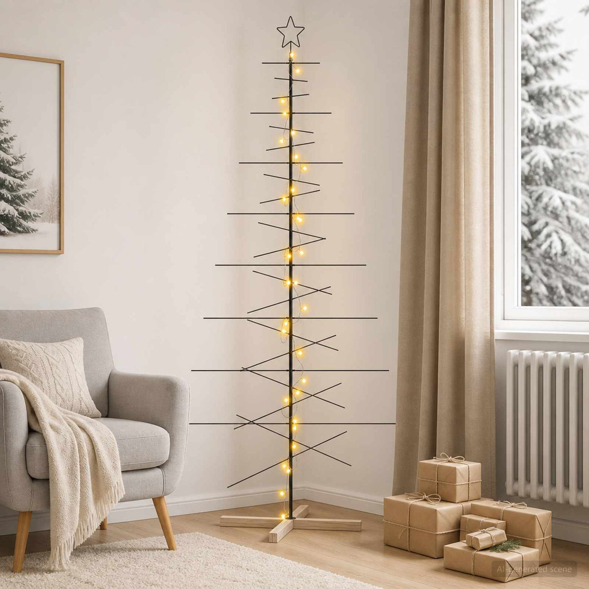 Vidaxl metalen kerstboom met standaard kuopio 210 cm warmwit staal
