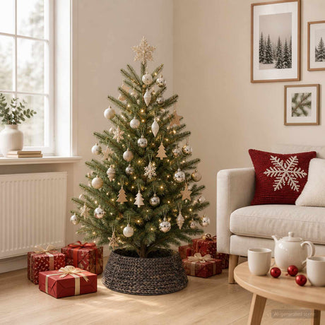 Vidaxl kerstboomkraag rond zwart ø 45 x 22 cm waterhyacint