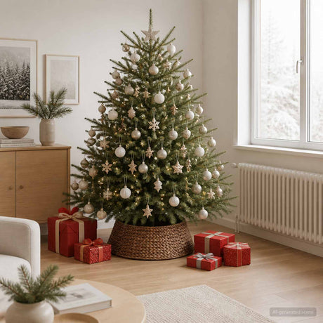 Vidaxl kerstboomkraag rond bruin ø 75 x 25 cm waterhyacint
