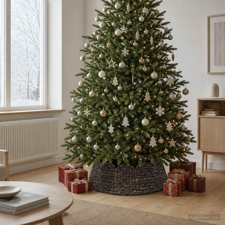 Vidaxl kerstboomkraag rond zwart dia. 105 x 28 cm waterhyacint