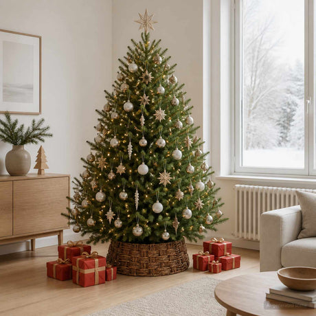 Vidaxl kerstboomkraag rond bruine was dia. 60 x 22 cm waterhyacint