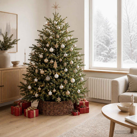 Vidaxl kerstboomkraag rond bruine was dia. 75 x 25 cm waterhyacint
