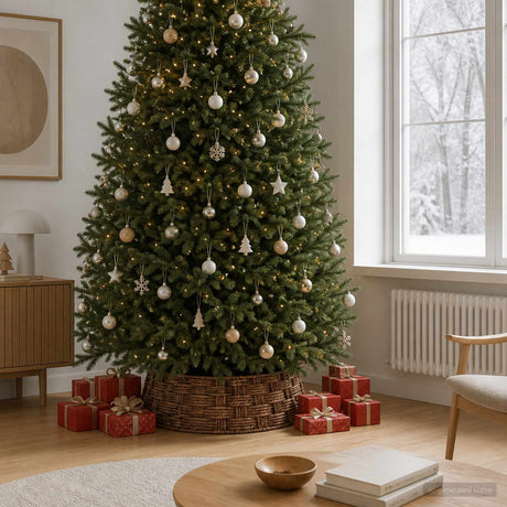 Vidaxl kerstboomkraag rond bruine was dia. 90 x 28 cm waterhyacint