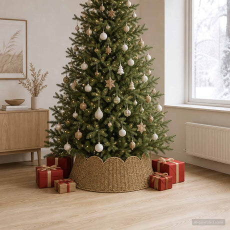 Vidaxl kerstboomkraag rond naturel ø 90 x 28 cm zeegras