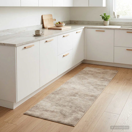 Vidaxl keuken vloerkleed beige beton 150 x 45 cm 100% polyamide