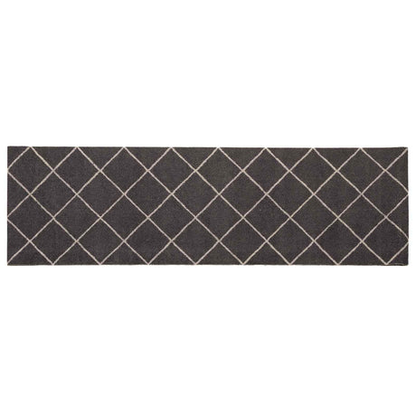 Vidaxl keuken vloerkleed antraciet geruit 150 x 45 cm 100% polyamide