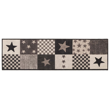 Vidaxl keuken vloerkleed grijze sterren 180 x 60 cm 100% polyamide