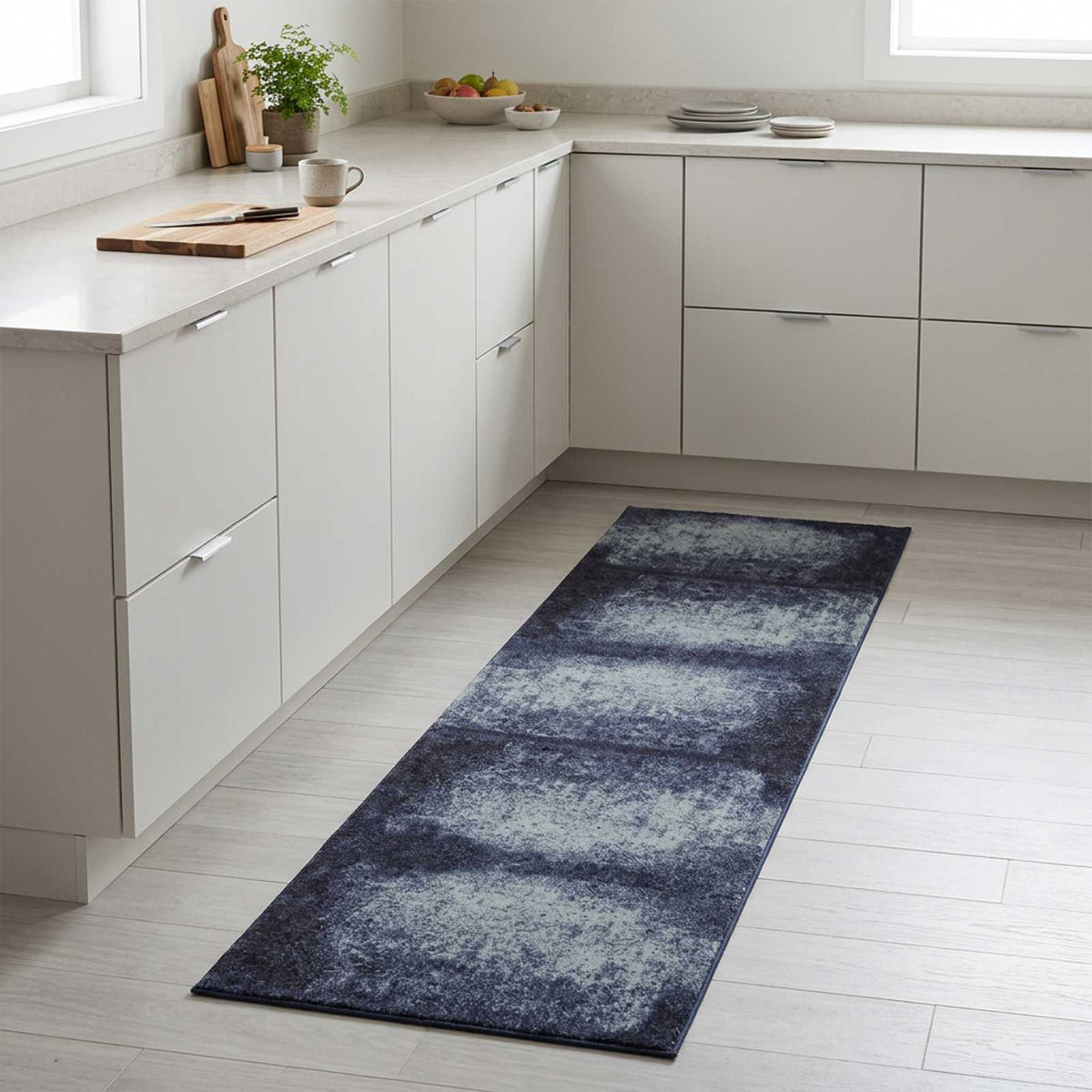 Vidaxl keuken vloerkleed blauwe schaduw 150 x 45 cm 100% polyamide