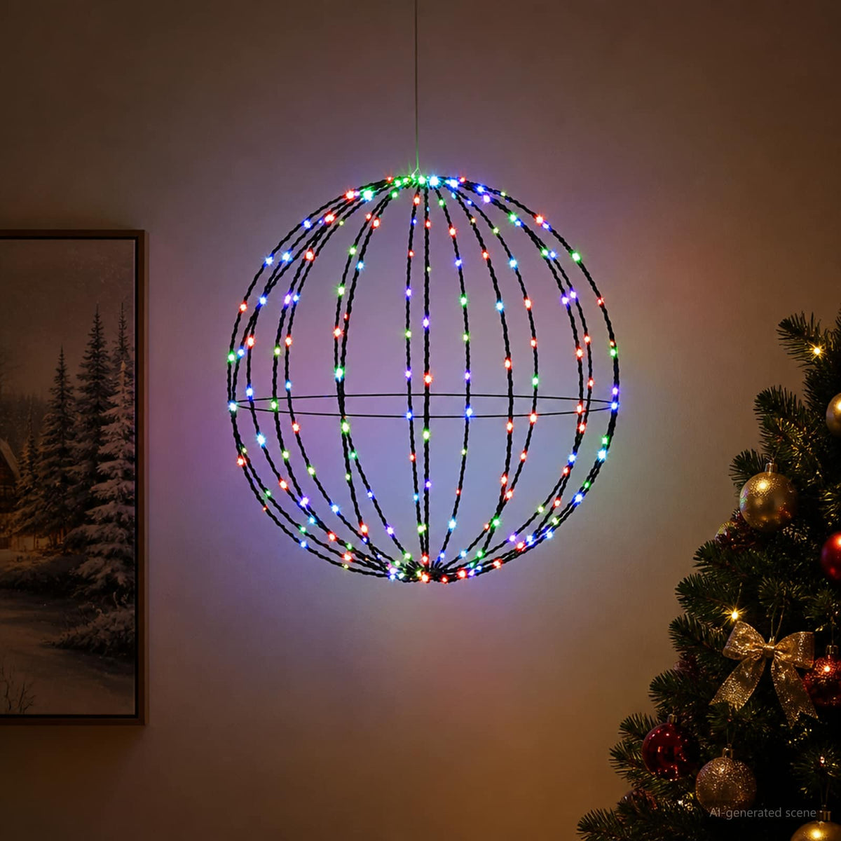 Vidaxl kerst finial licht 192 led's meerkleurig diameter 60 x 63 cm