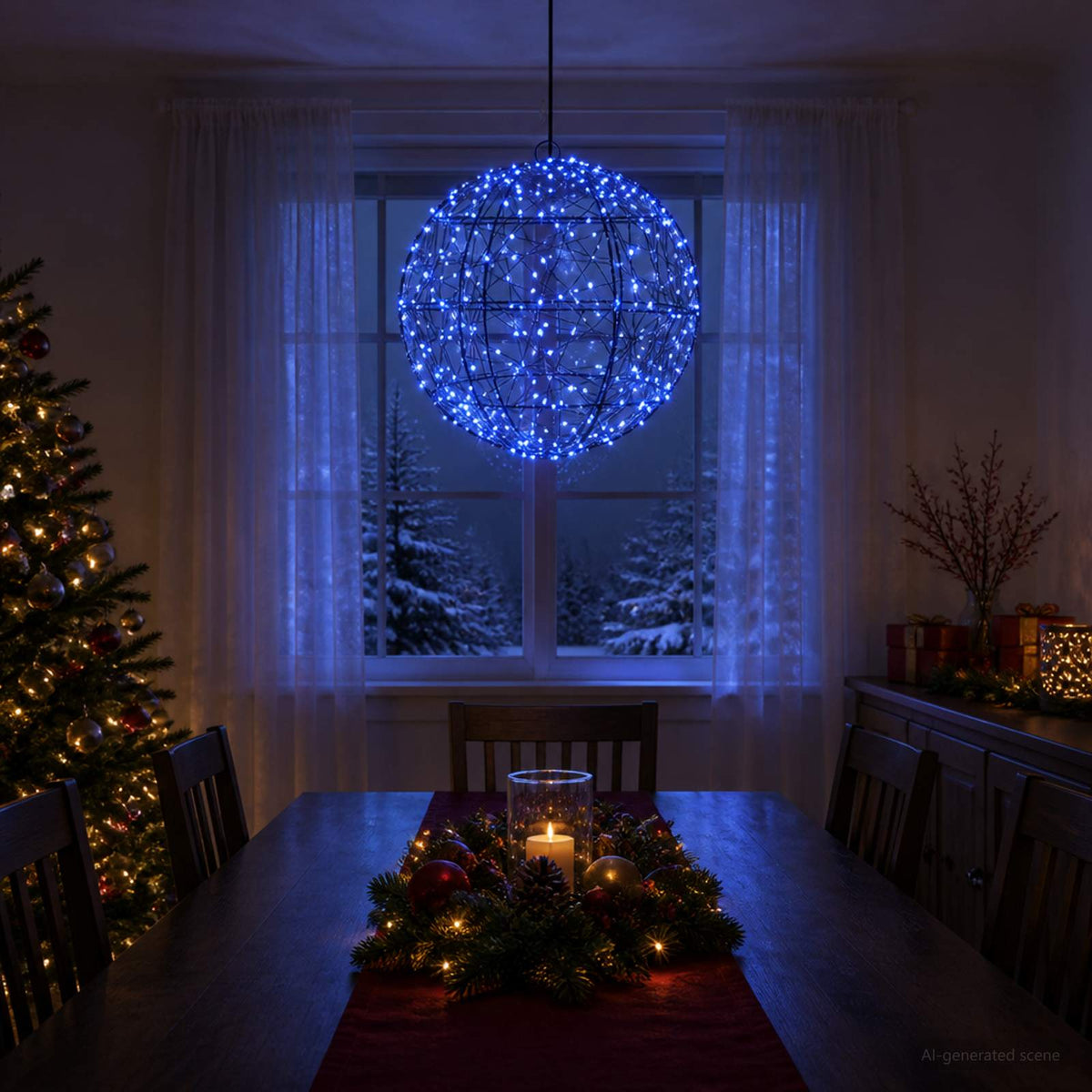 Vidaxl kerst finial licht 300 led's blauw diameter 30 x 32 cm