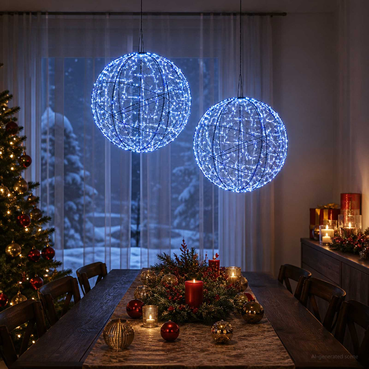 Vidaxl kerst finial licht 2 st 1000 led's blauw diameter 40 x 42 cm