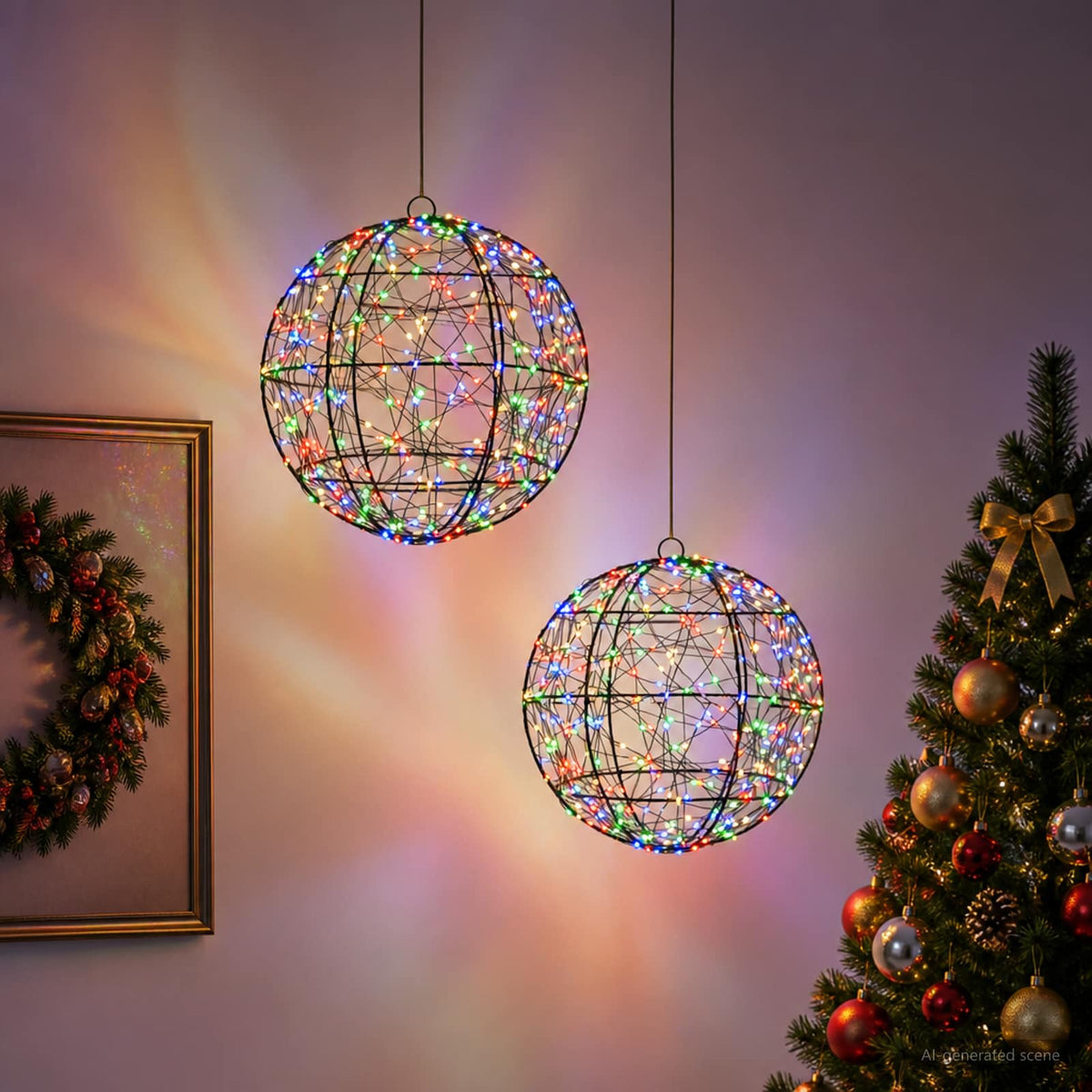 Vidaxl kerst finial licht 2 st 600 led's meerkleurig