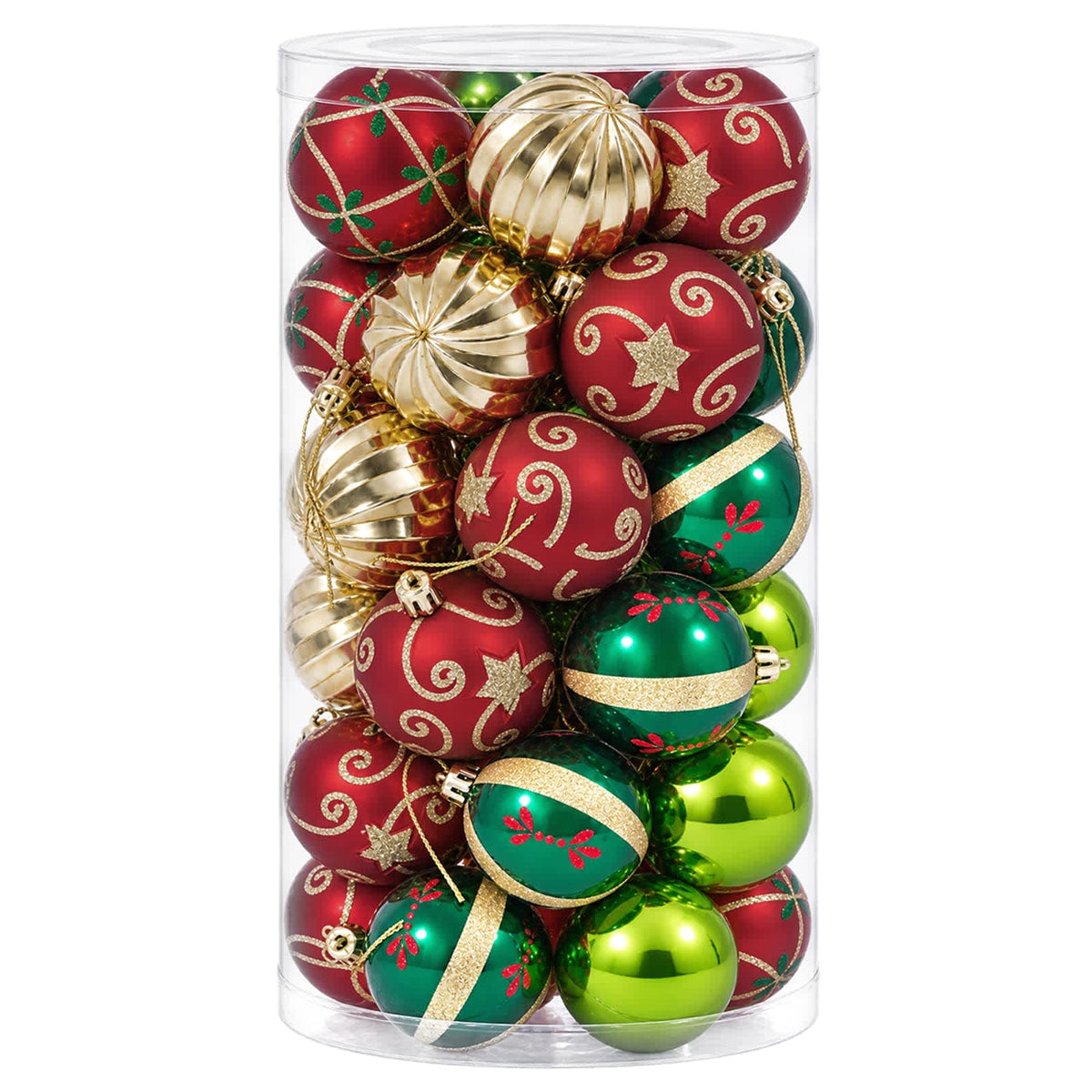 Vidaxl kerstballen set 30 st rood, groen en goud ø 6 cm kunststof