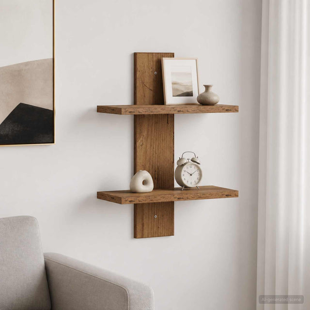 Vidaxl wandplank oud hout 30 x 13.5 x 43 cm bewerkt hout