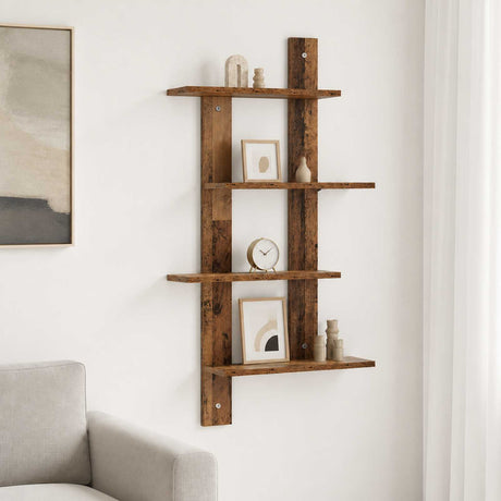 Vidaxl wandplank oud hout 61 x 13,5 x 105 cm bewerkt hout