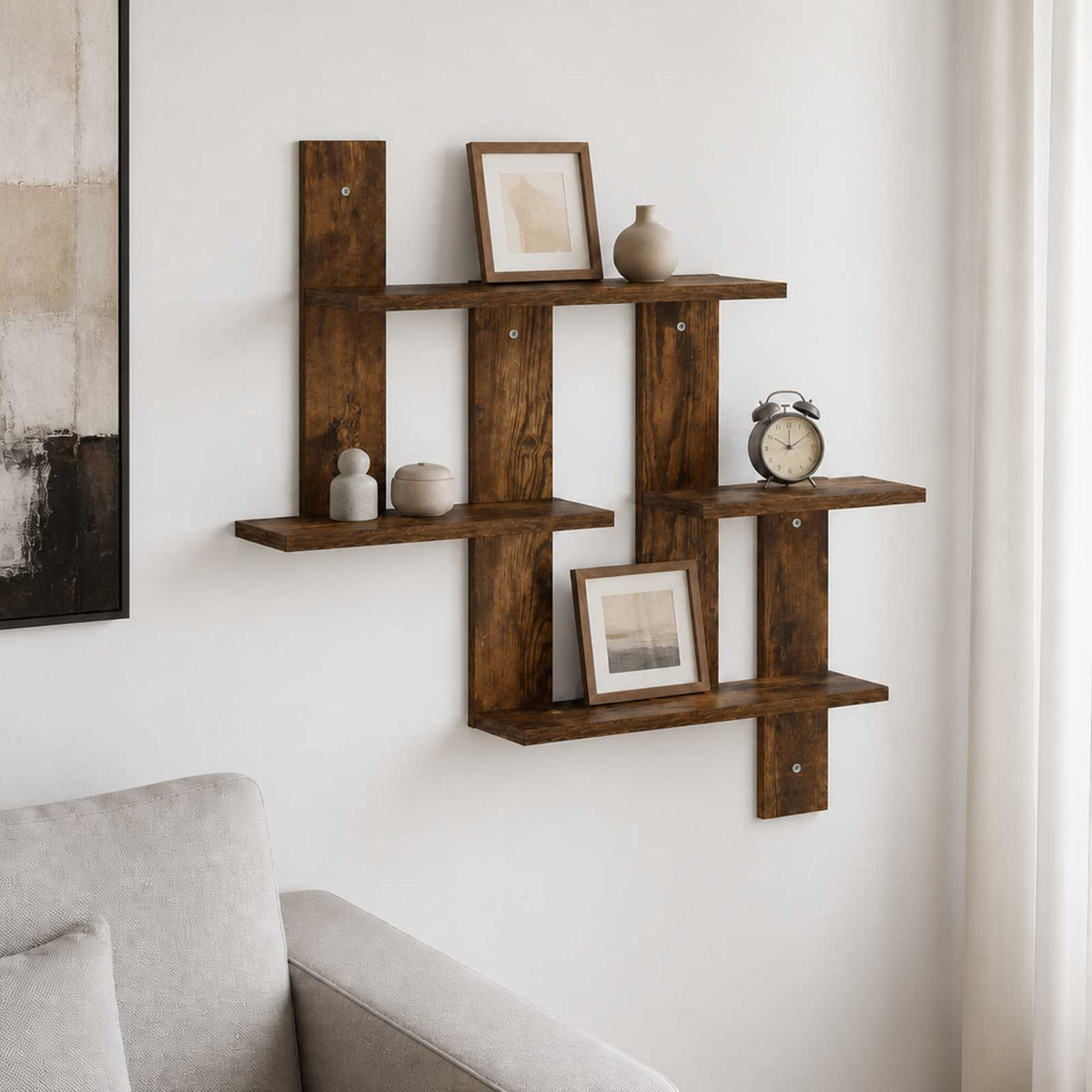 Vidaxl wandplank gerookt eiken 85 x 13,5 x 73,5 cm bewerkt hout