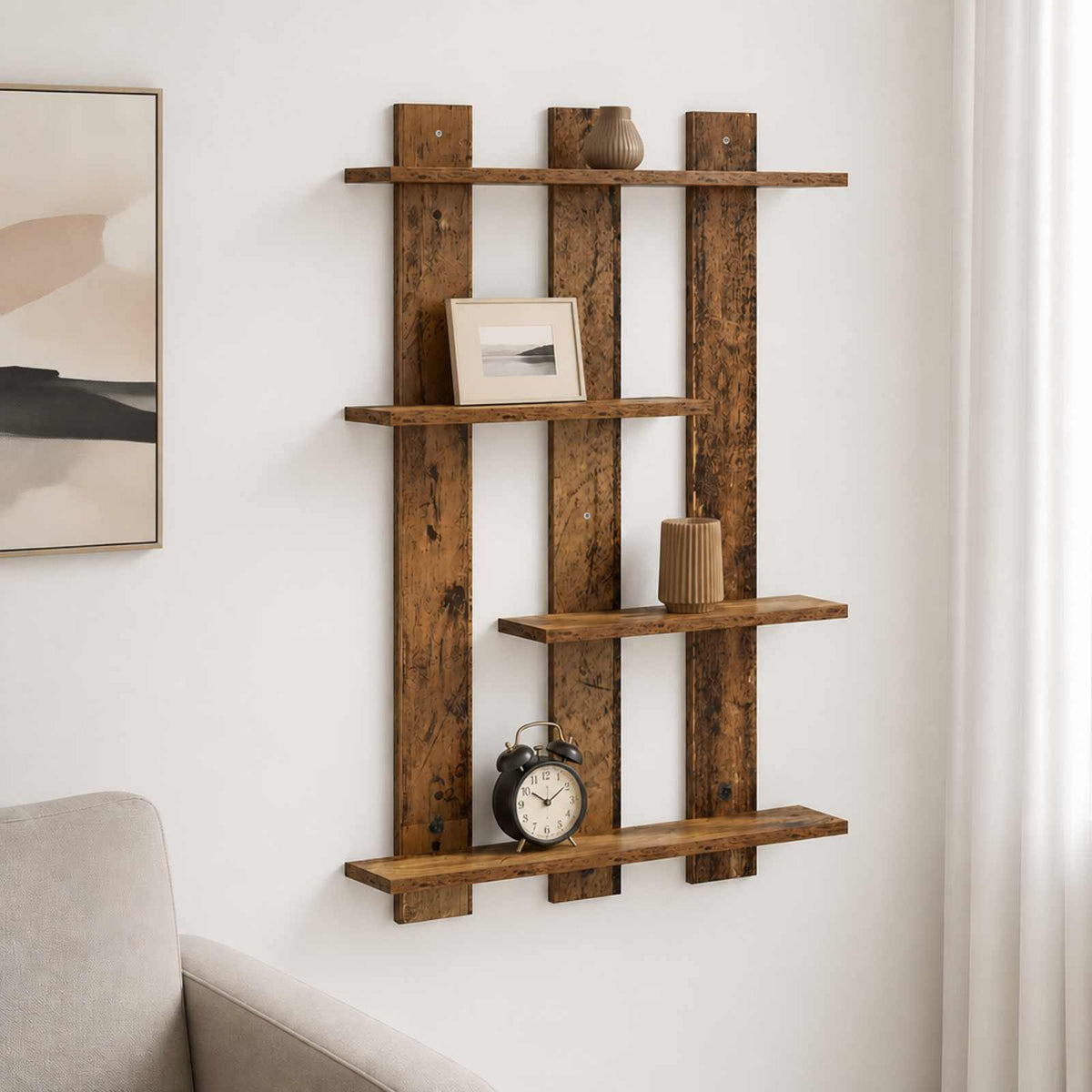 Vidaxl wandplank oud hout 61 x 13,5 x 88 cm bewerkt hout
