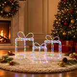 Vidaxl verlichte kerstcadeaudozen loviisa 3 st 360 led's meerkleurig