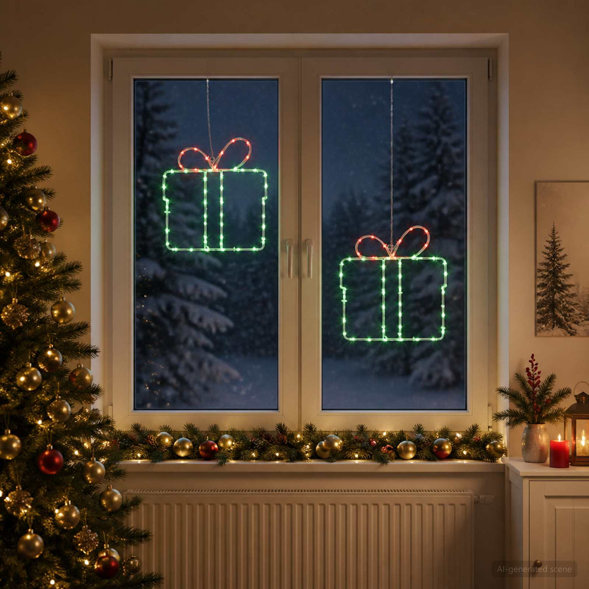 Vidaxl kerst-raamsilhouet met verlichting loviisa 2 st 160 led's