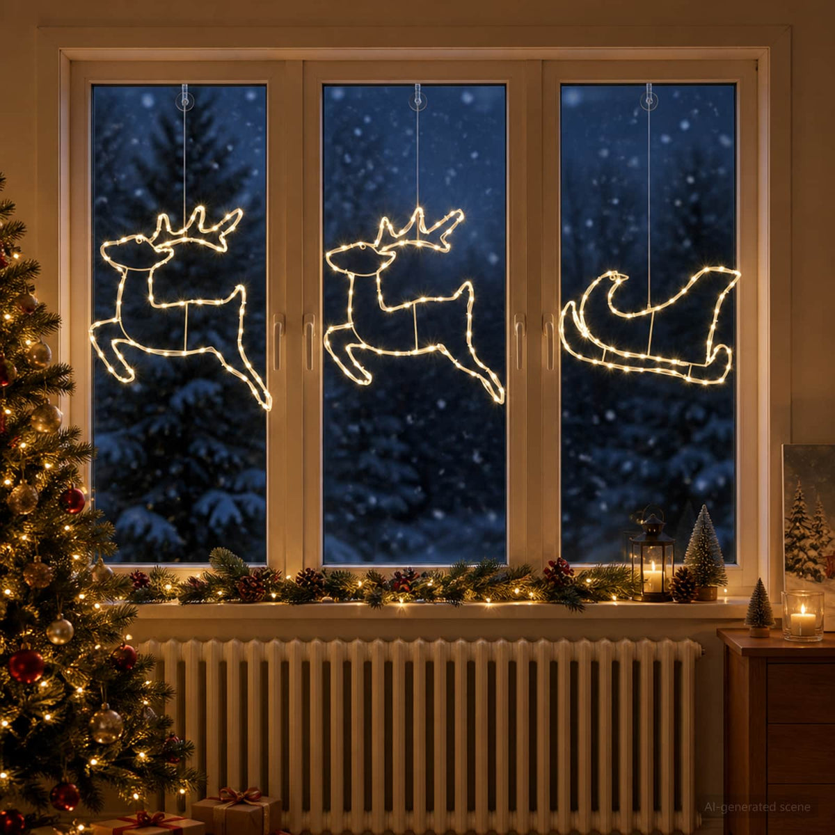 Vidaxl hert en slee kerstdecoratie loviisa 180 led's warmwit