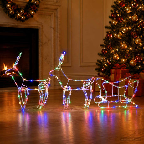 Vidaxl hert en slee kerstdecoratie loviisa 240 led's meerkleurig