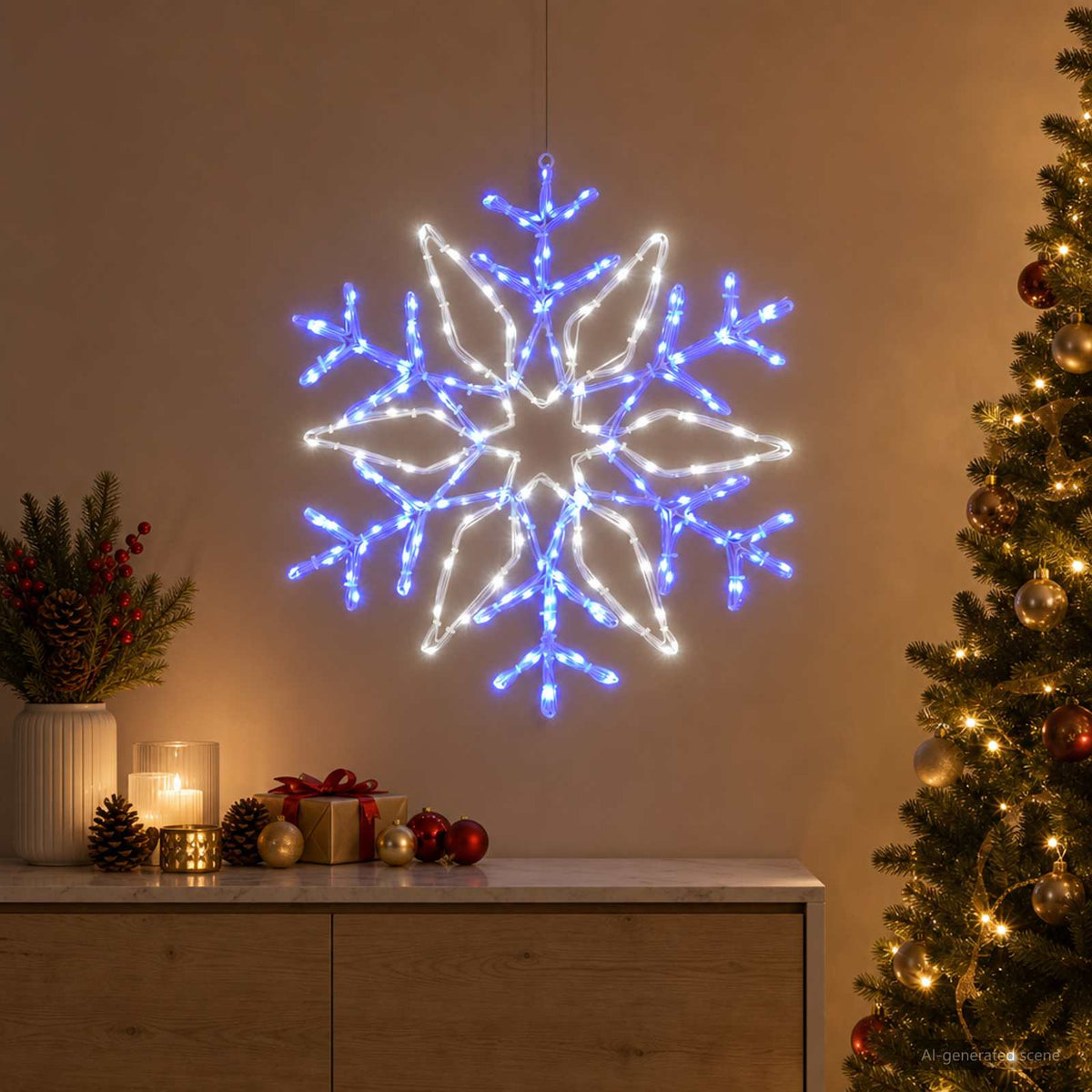 Vidaxl kerstverlichting sneeuwvlok loviisa 140 led's koel wit ø 55 cm