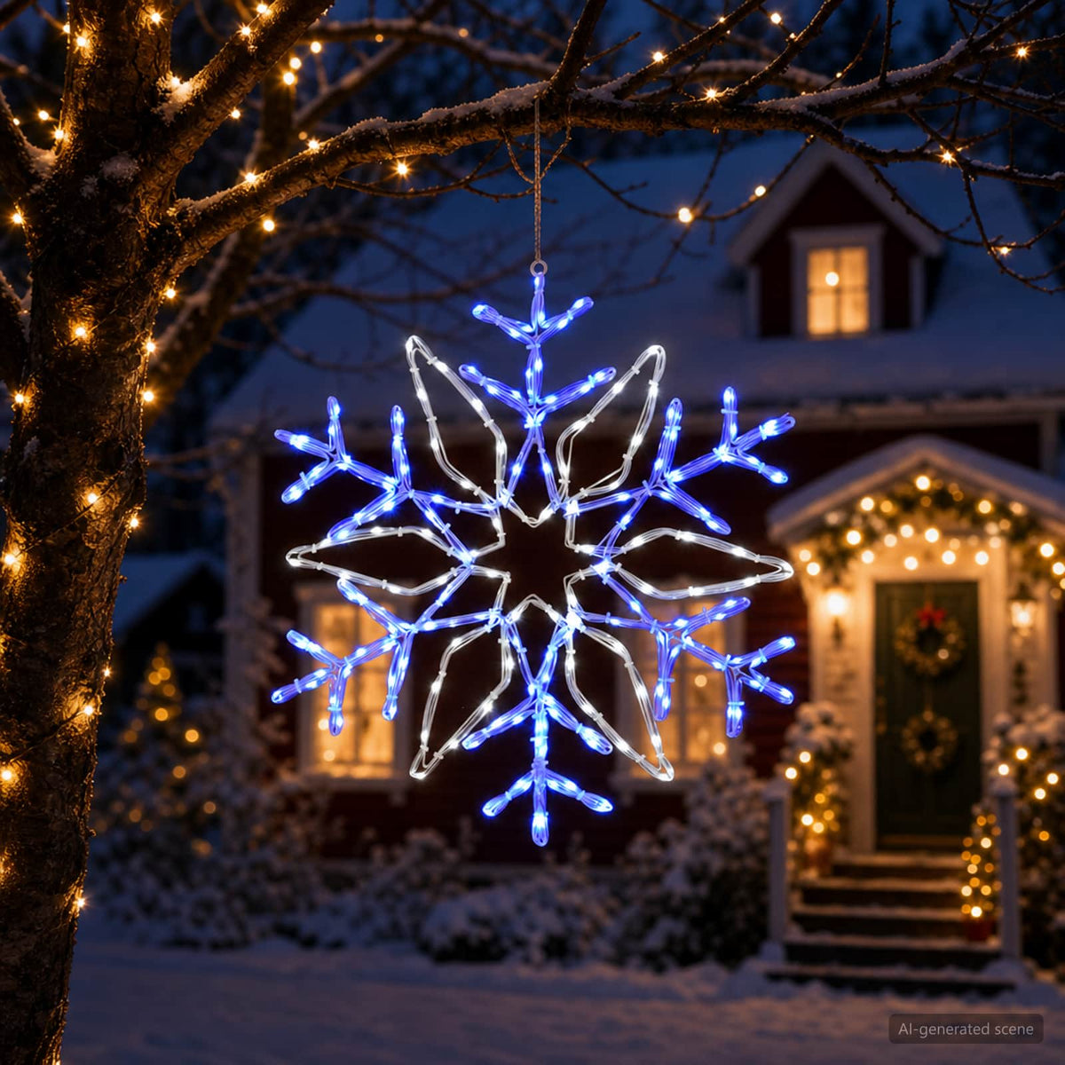 Vidaxl kerstverlichting sneeuwvlok loviisa 140 led's koel wit ø 55 cm