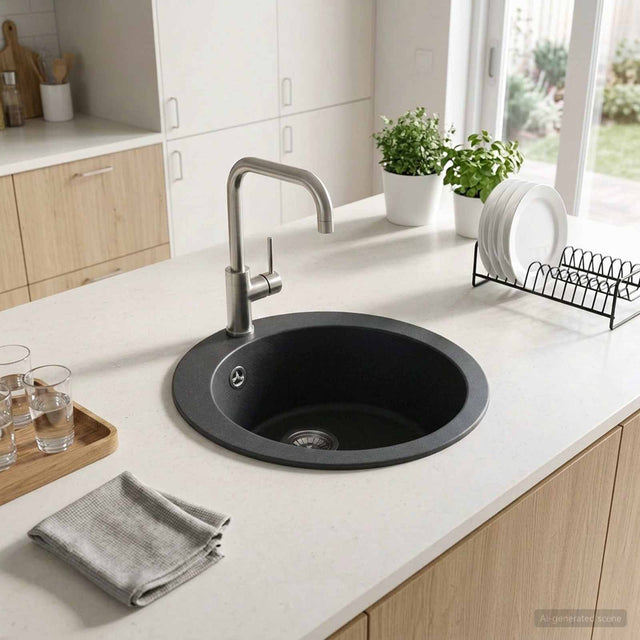 Vidaxl enkele keukenspoelbak graniet 50,5 x 29 cm grafiet