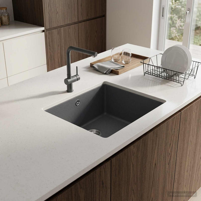 Vidaxl enkele spoelbak graniet 42 x 46 x 31 cm grafiet