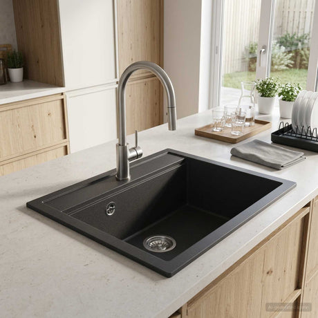 Vidaxl enkele keukenspoelbak graniet 49 x 51 x 30,5 cm grafiet