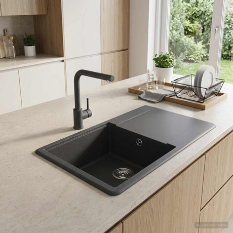 Vidaxl enkele keukenspoelbak graniet 67 x 46 x 19 cm grafiet