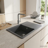 Vidaxl enkele keukenspoelbak graniet 56 x 46 x 19 cm grafiet