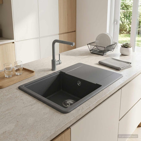 Vidaxl enkele keukenspoelbak graniet 56 x 46 x 19 cm grafiet