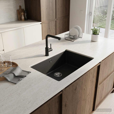Vidaxl enkele keukenspoelbak graniet 53 x 46 x 20 cm grafiet