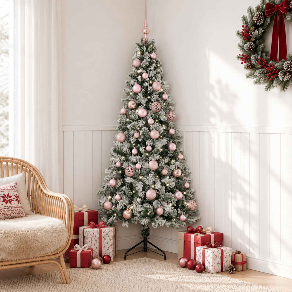 Vidaxl kunstkerstboom met kerstbal 150 cm 150 led's warmwit