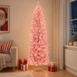Vidaxl kunstmatige slanke kerstboom 180 cm 300 led's warmwit