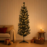 Vidaxl kunstmatige slanke kerstboom 150 cm 150 led's warmwit